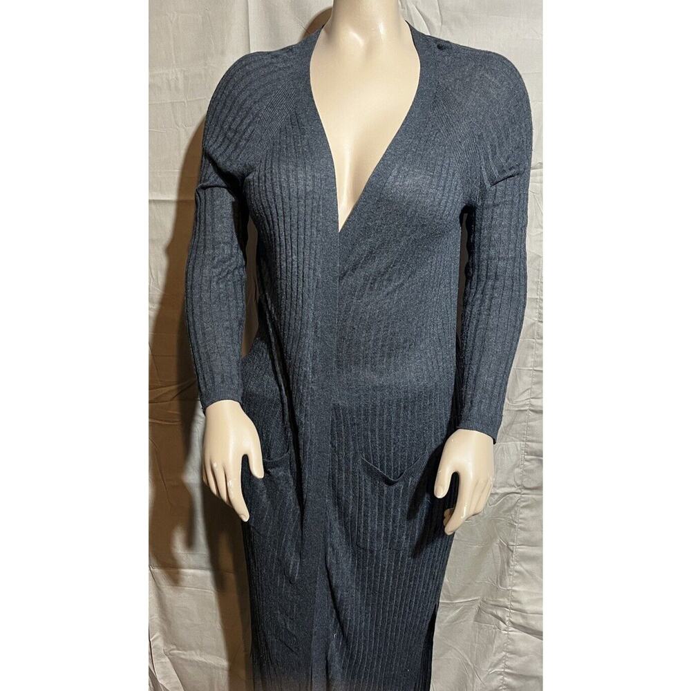 Mossimo Long Black Open Front Kimono Coverup Size XL Semi/See-Thru Striped